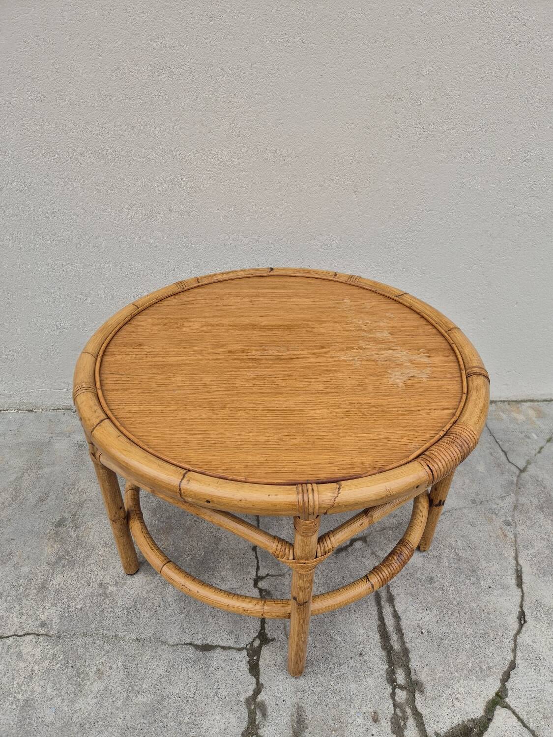 Vintage 1960s rattan coffee table