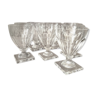 Suite of 12 glasses a vin cristal val st lambert 1925