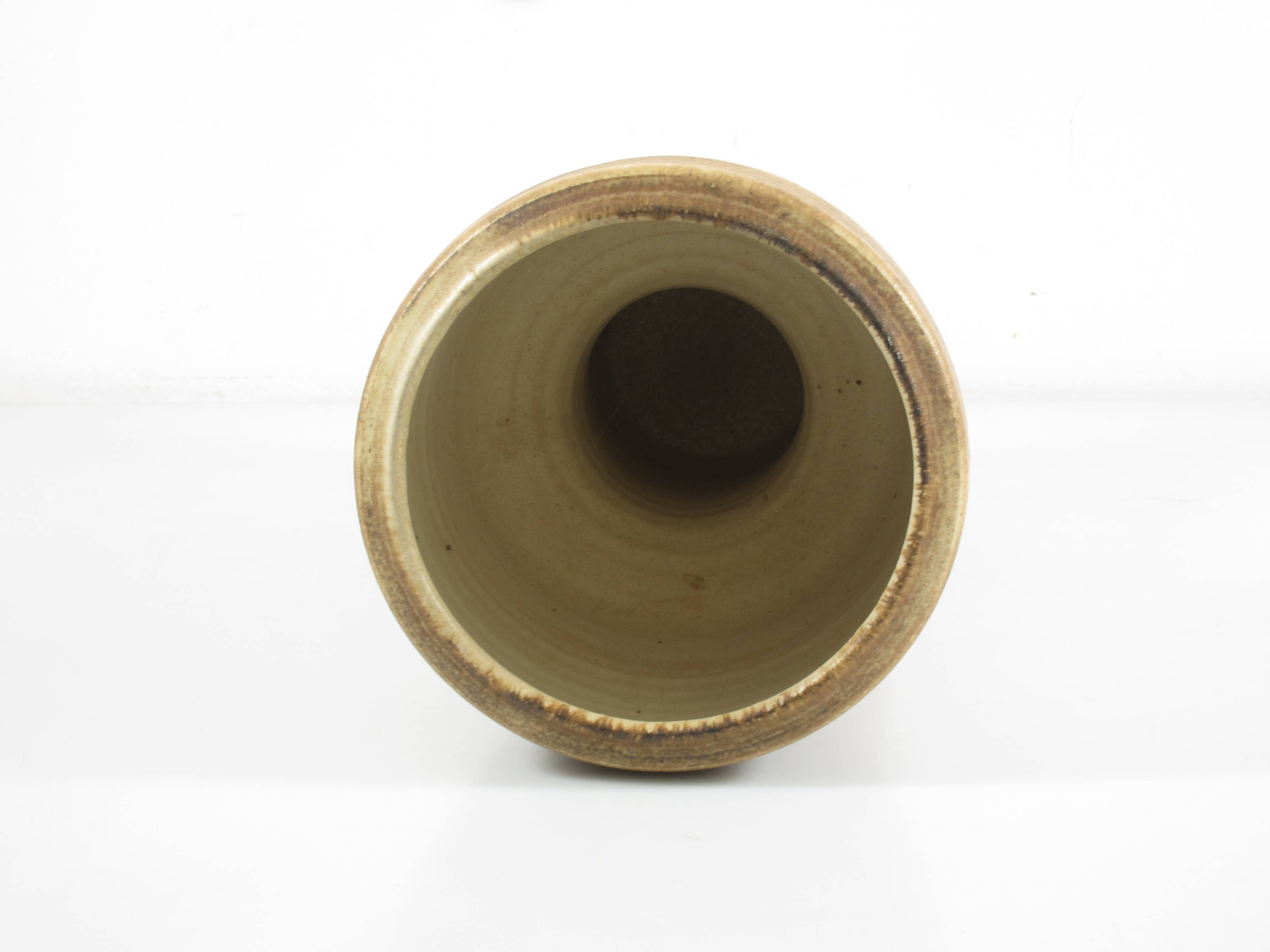 Brutalist Ceramic Vase, 1940s–1950s, Earthy Zen Tones, 33.5 cm