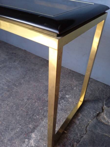 Designer console in gilded brass and glass, 1970s