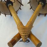 Double rattan sconce
