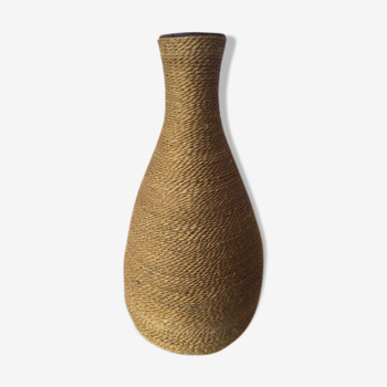 Vintage ceramic bottle vase and rope