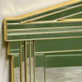 Large vintage horizontal Hollywood Regency mirror by De Knudt, Belgium 1980s.