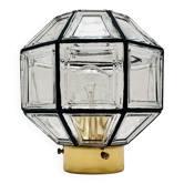 Lustre encastré en laiton et en verre cristal par Glashütte Limburg