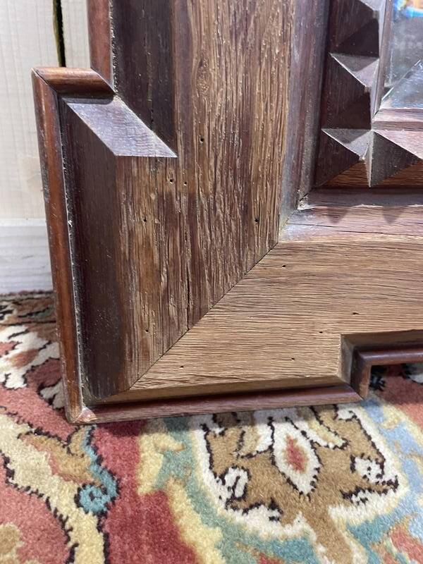 Miroir de bistrot - brasserie en chêne massif à pointes de diamant