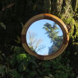 Vintage rattan round mirror 38cm