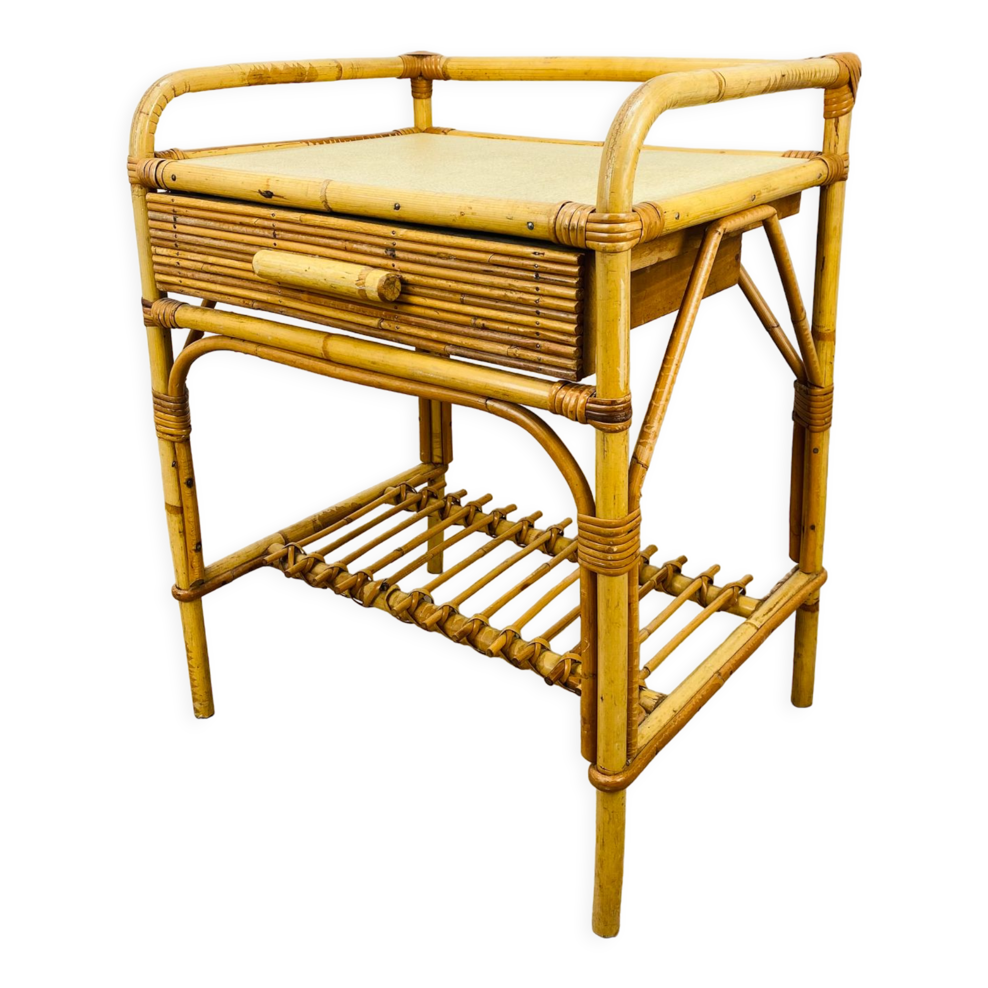 Vintage rattan bedside 60s