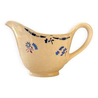 Saucière porcelaine vintage K&G Luneville "Flore" 1950s petites fleures bleues