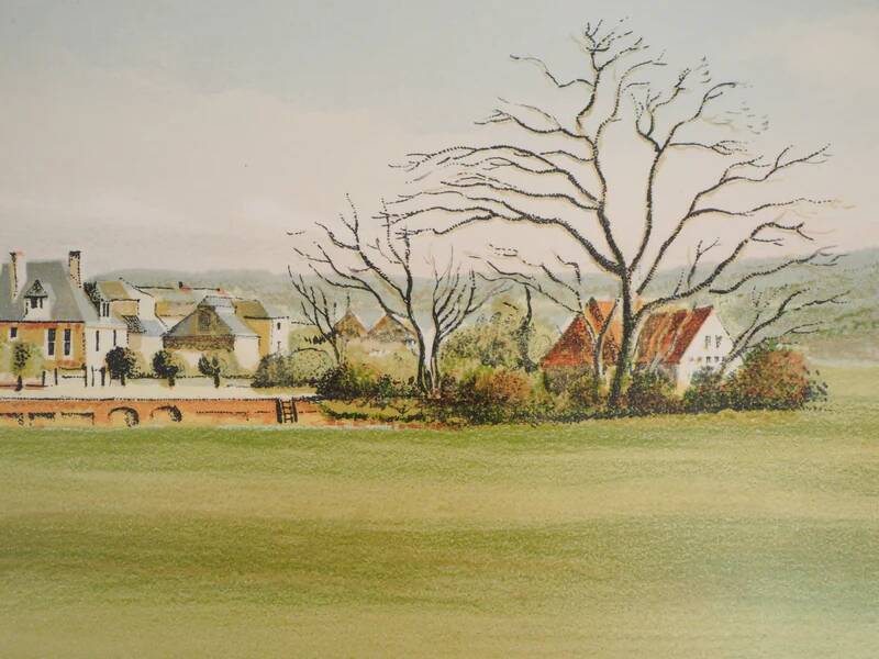 Pierre Bazire: Landscape in Normandy, original signed lithograph