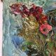 Bouquet de fleurs, technique au couteau, signé