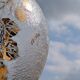 Frosted Glass Ball Vase with Golden Botanical Decoration — Signed Adat — Circa 1950