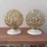 Pair of golden Scandinavian globe wall lights