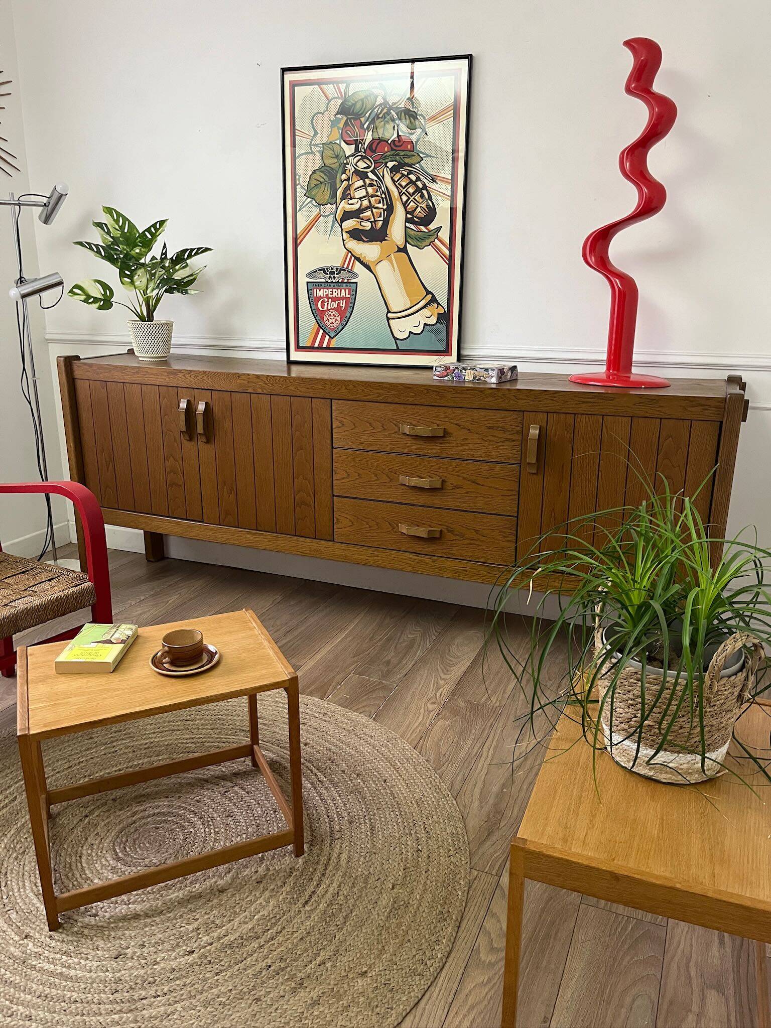 Large vintage brutalist sideboard