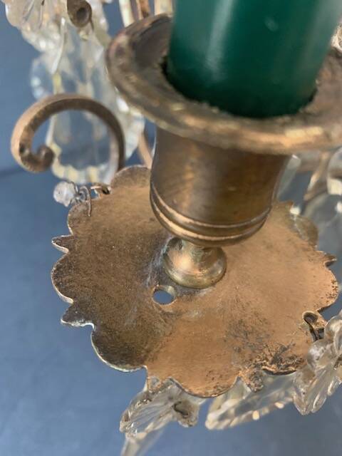 Girandole candle holder with crystal and bronze tassel with 3 lights, 1900