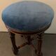 Adjustable piano stool, wooden and blue velvet, Napoleon III