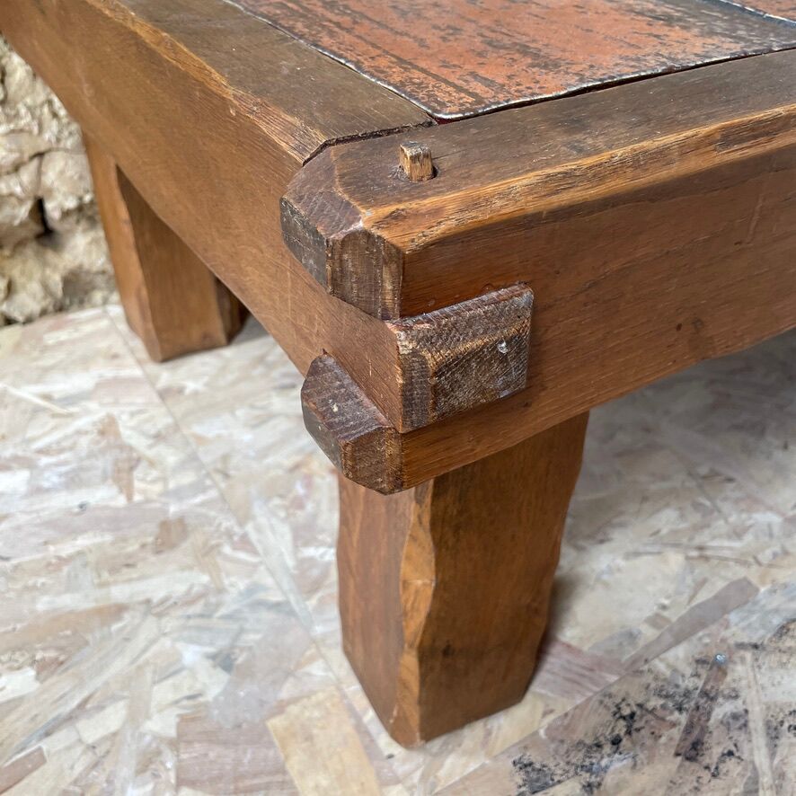 Brutalist solid oak coffee table