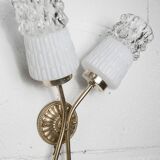 Pair of brass and glass wall lights 1960