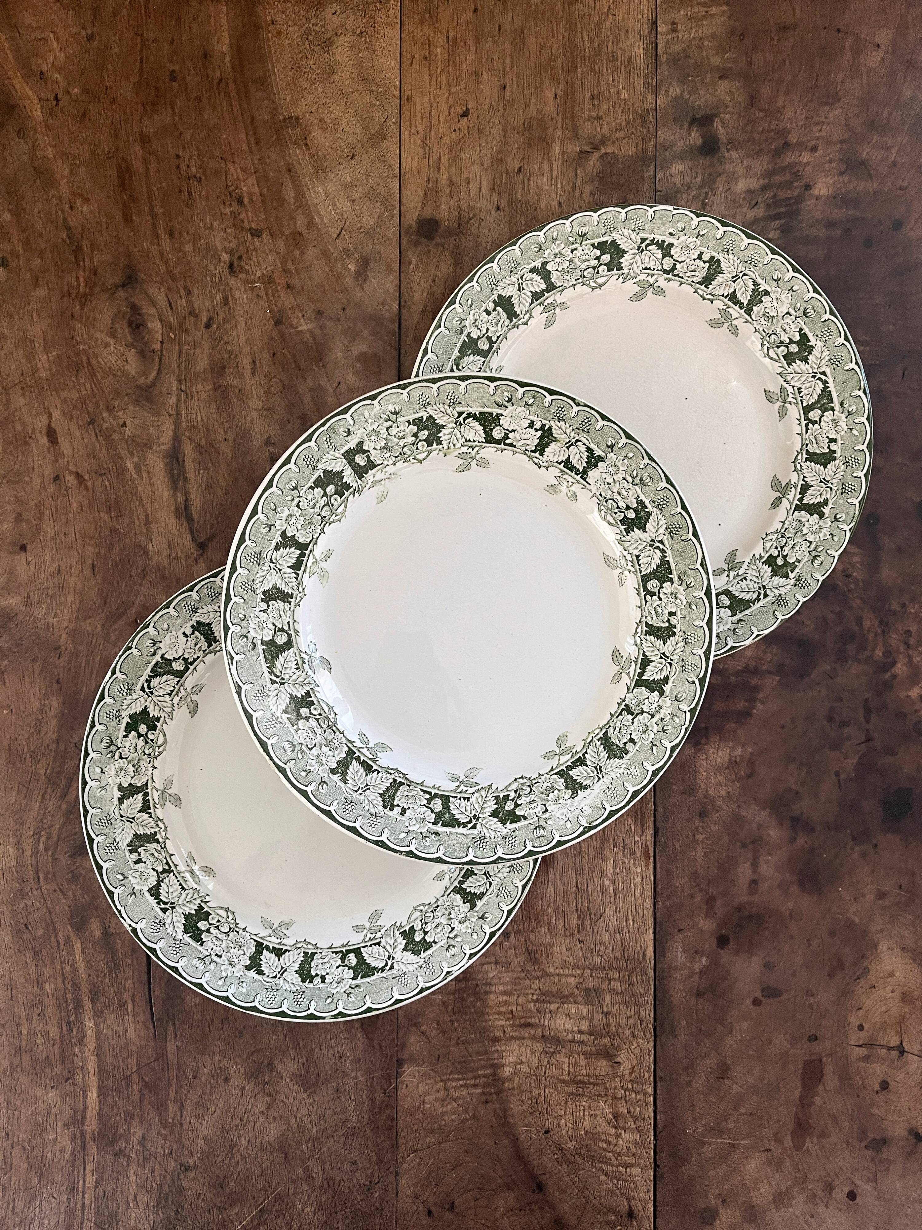 3 "Murier" ironstone dessert plates from Saint Amand and Hamage