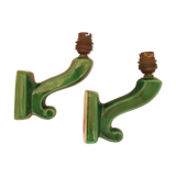 Pair of art deco sconces in emerald green ceramic