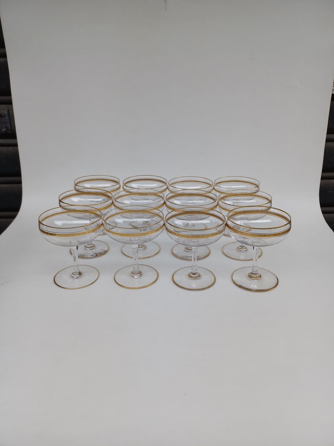 12 Champagne glasses in Baccarat crystal, circa 1870-1880.