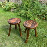 Pair of vintage brutalist stools 1970