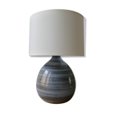 Blue enamelled sandstone lamp, signed
