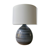 Blue enamelled sandstone lamp, signed