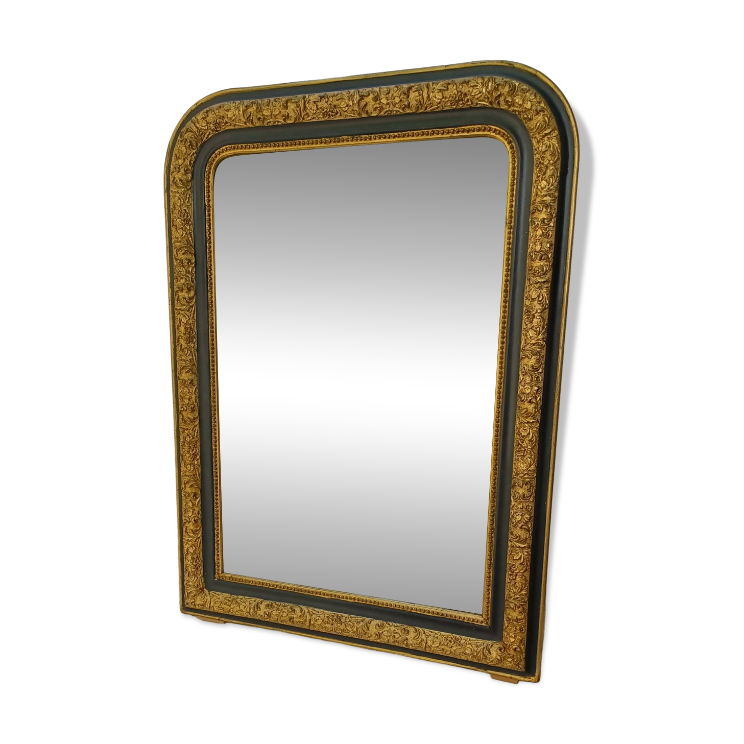 Louis-Philippe mirror, gilded and grey patina, circa 1890.