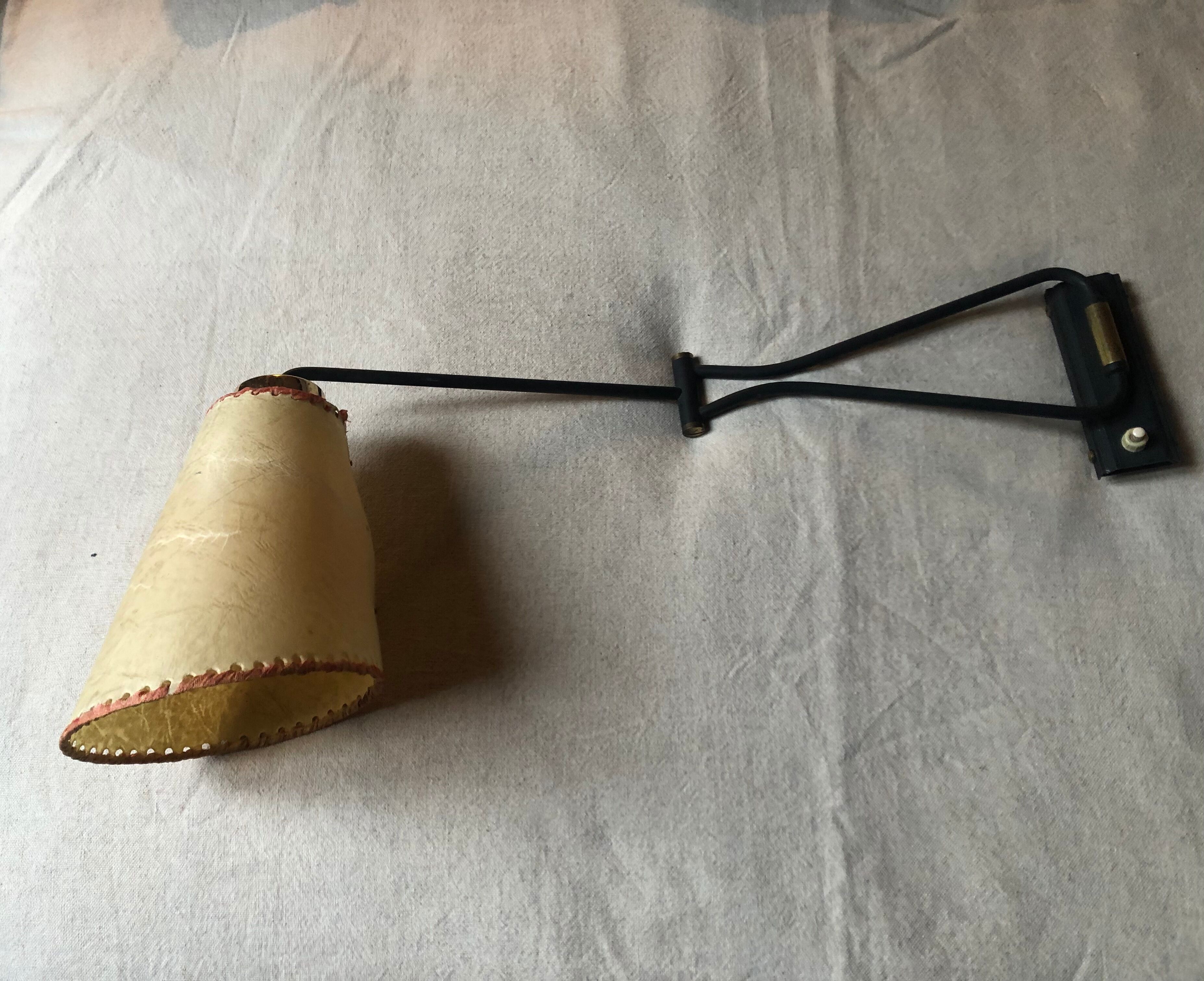 Wall lamp 2 black metal arms 60s