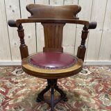Fauteuil de bureau de bateau en acajou tournant