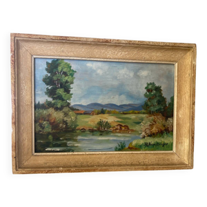 Peinture paysage de campagne