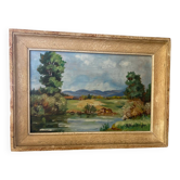 Countryside landscape painting signed