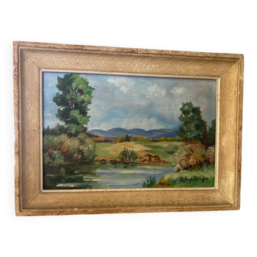 Countryside landscape painting signed