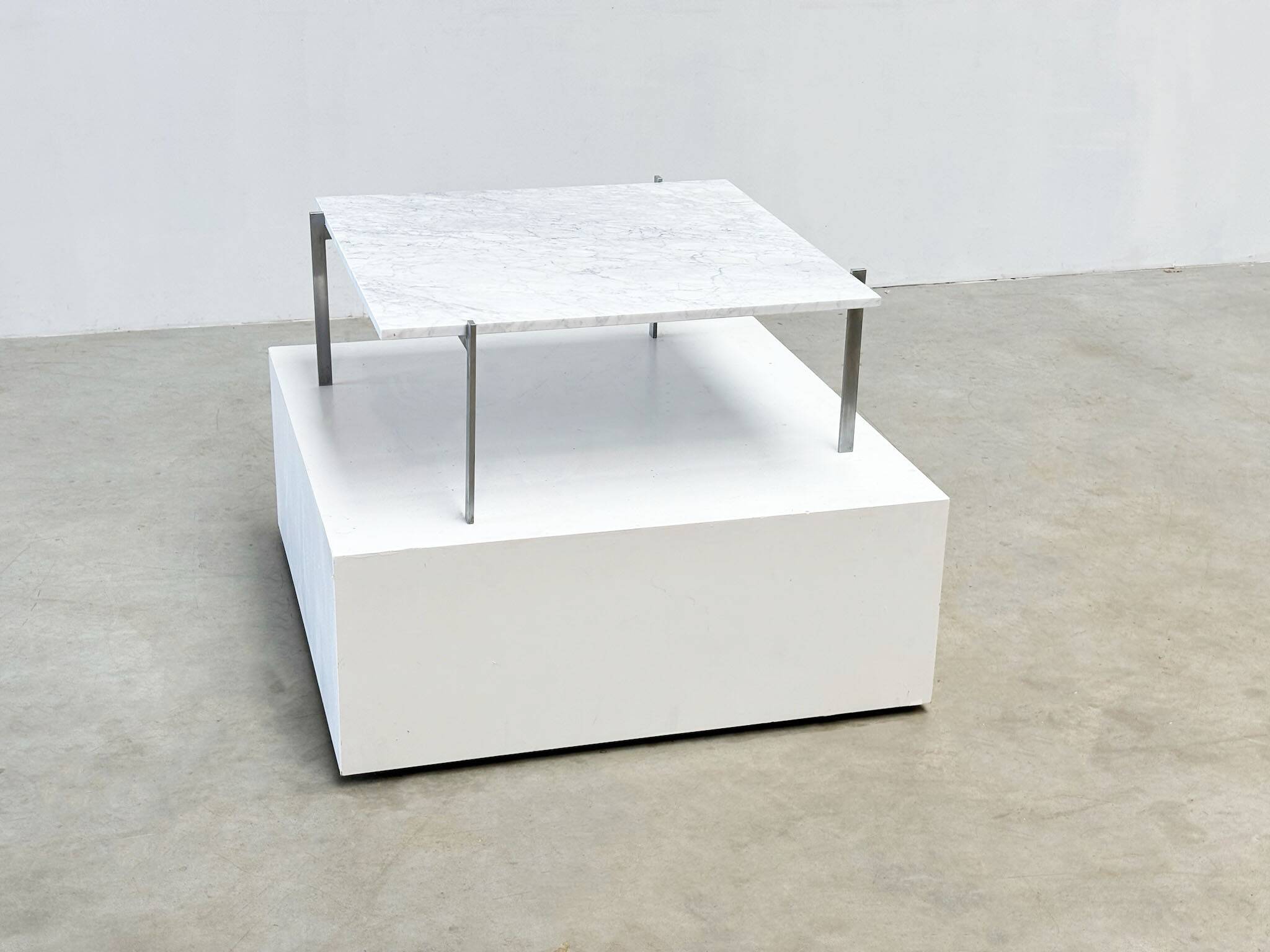 Early PK61 coffee table by Poul Kjaerholm EKC Denmark 1956 with Carrara marble top