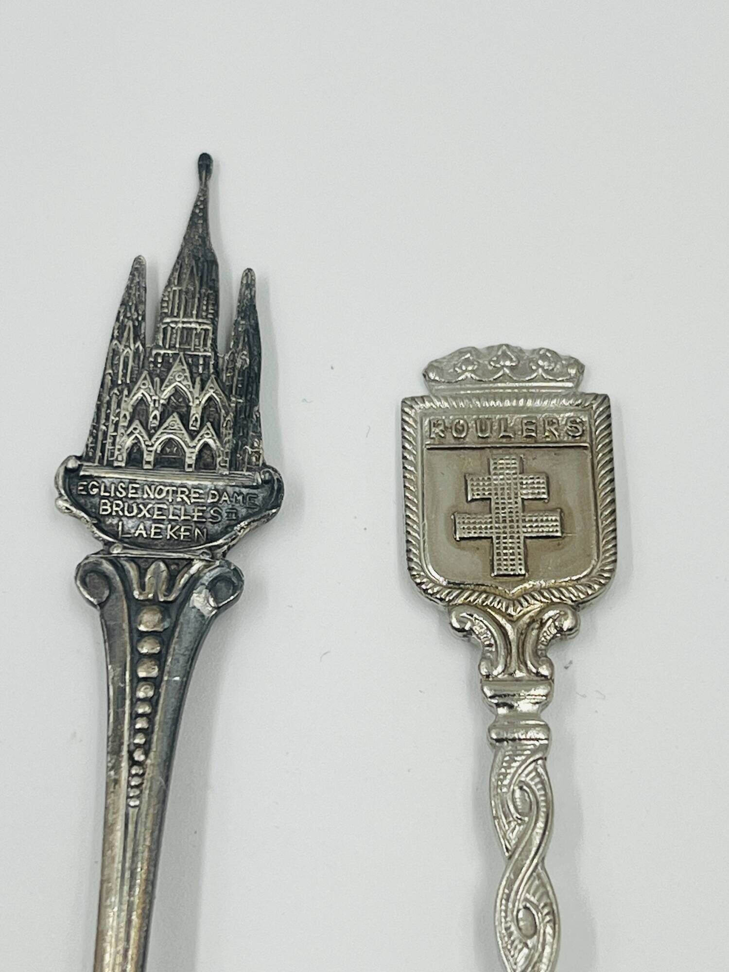 Set of 7 Heraldic Souvenir Spoons from Cities