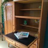 Vintage secretary furniture with rattan