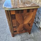 Louis xv 3-drawer chest of drawers in marquetry and bronze marble top