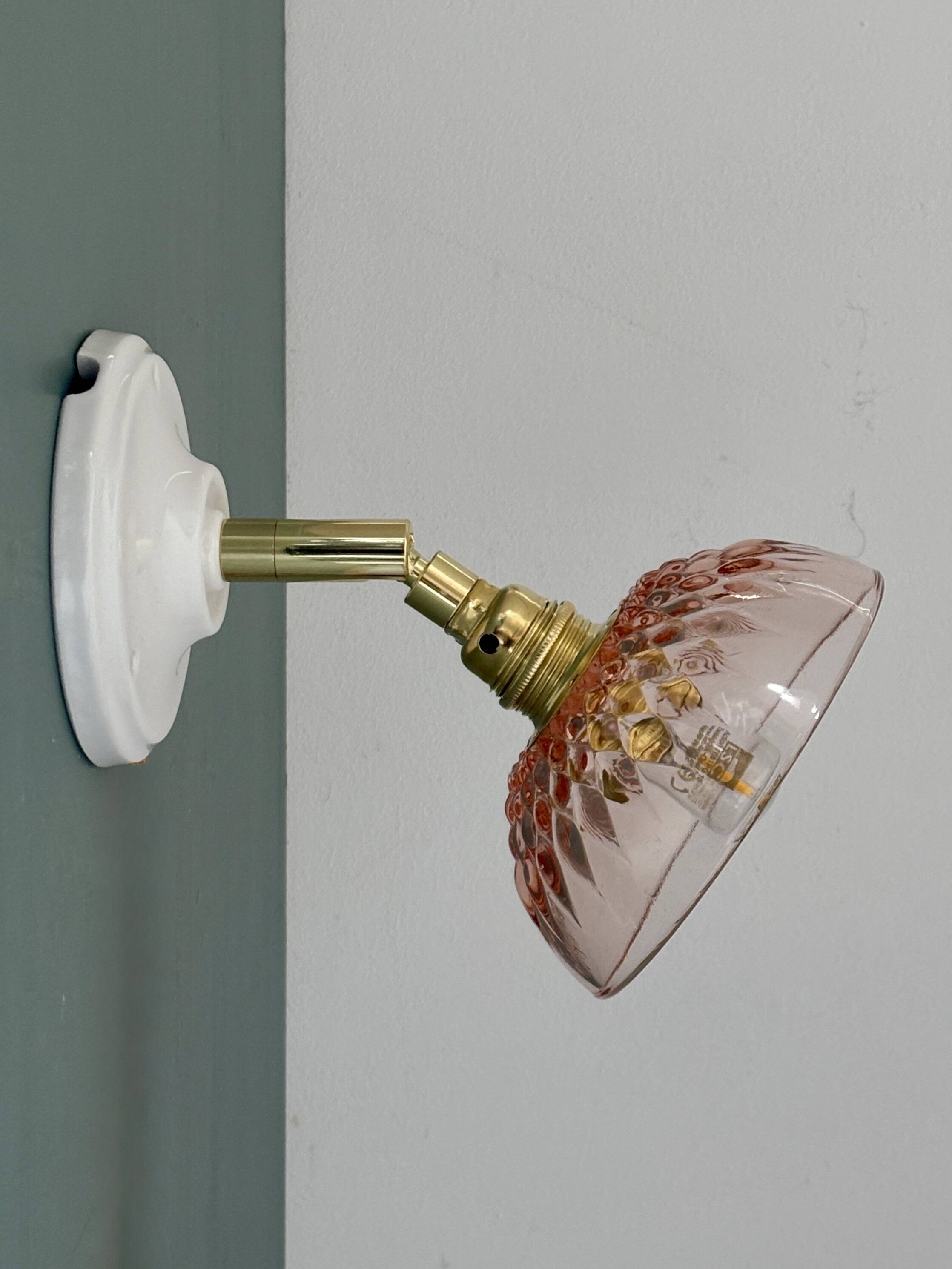 Vintage pink glass lampshade - tableware collection