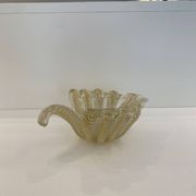 Murano Barovier 'Zebrati' Decor Glass Shell Bowl Hollywood Regency, 1960s