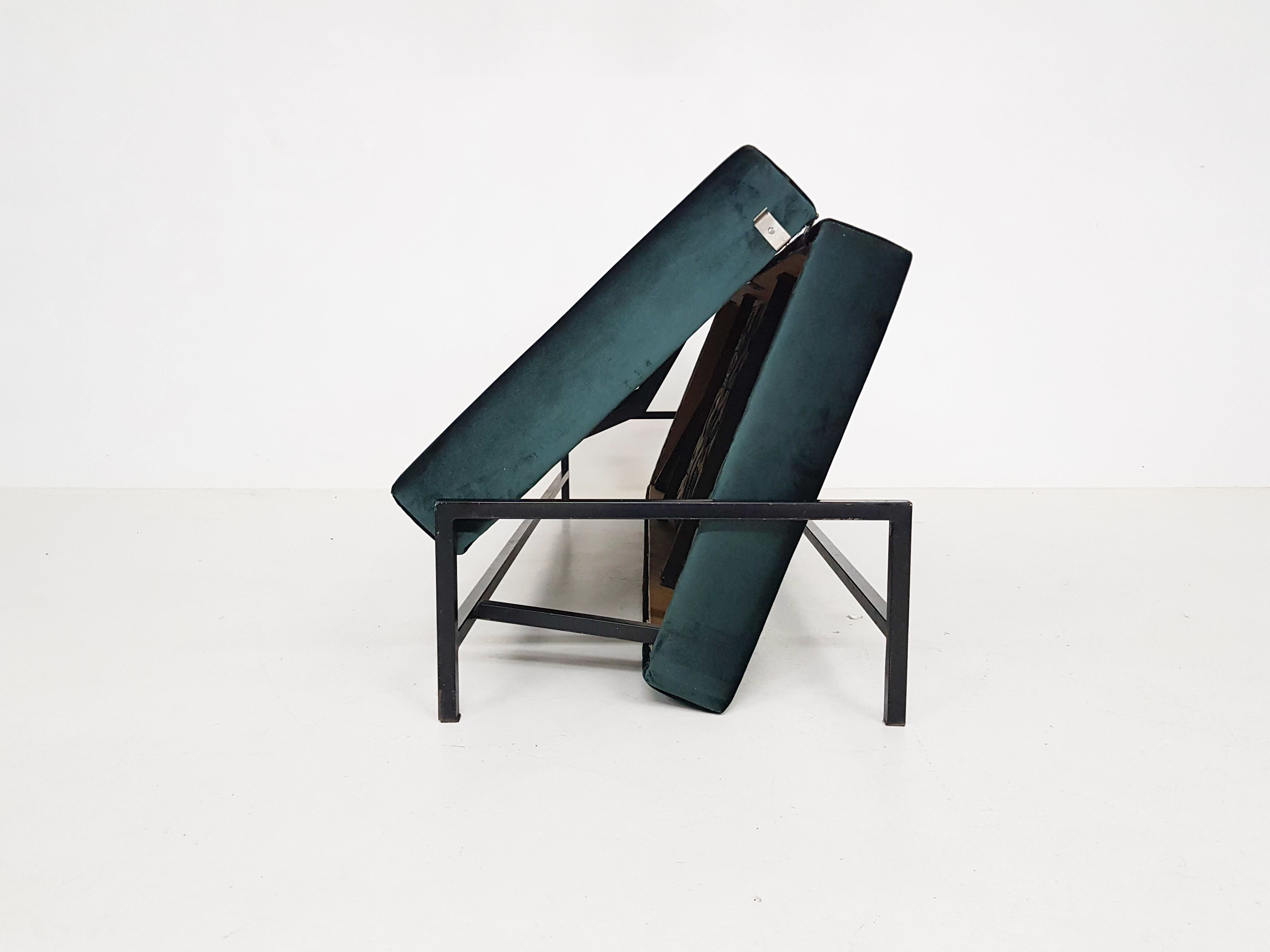 Green velvet daybed Netherlands 1950