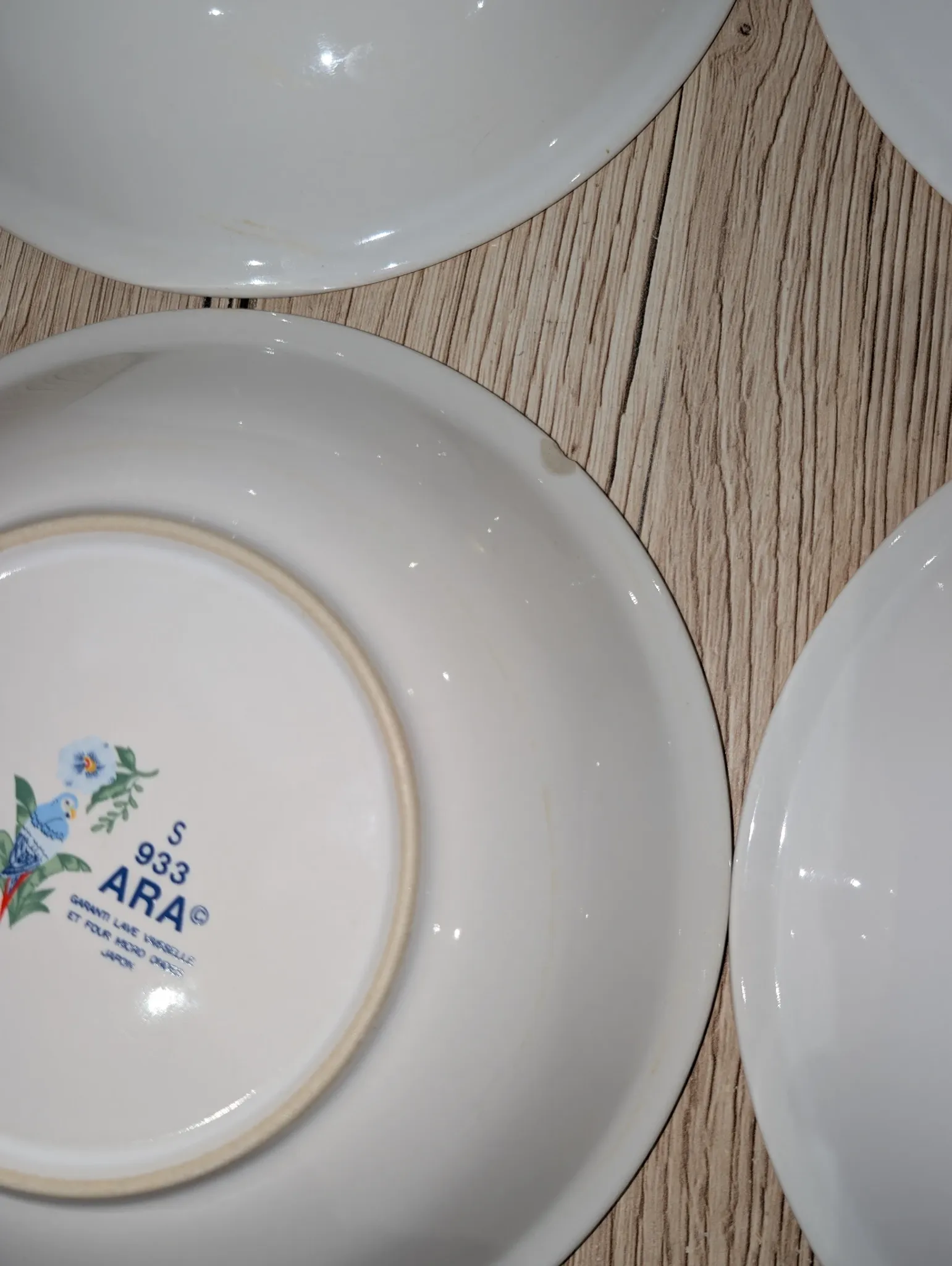 Lot 9 Deep Plates Porcelain Japan ARA S 933 Parrot & F Decor