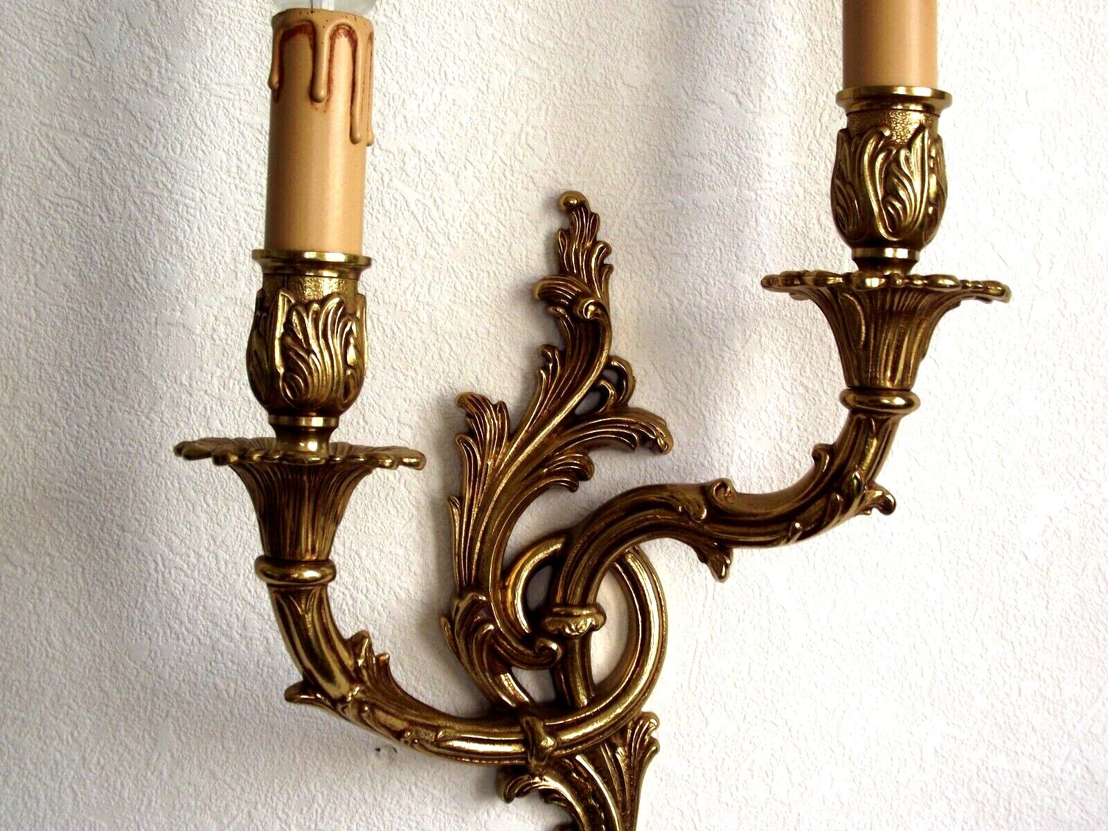 Pair of bronze double wall lights