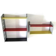 Grand meuble de rangement en métal de style Jean Prouvé, Perriand – Jaune, Rouge et Noir
