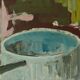 Nature morte suédoise à l'huile sur panneau avec fer et pot par Hugo Nyman