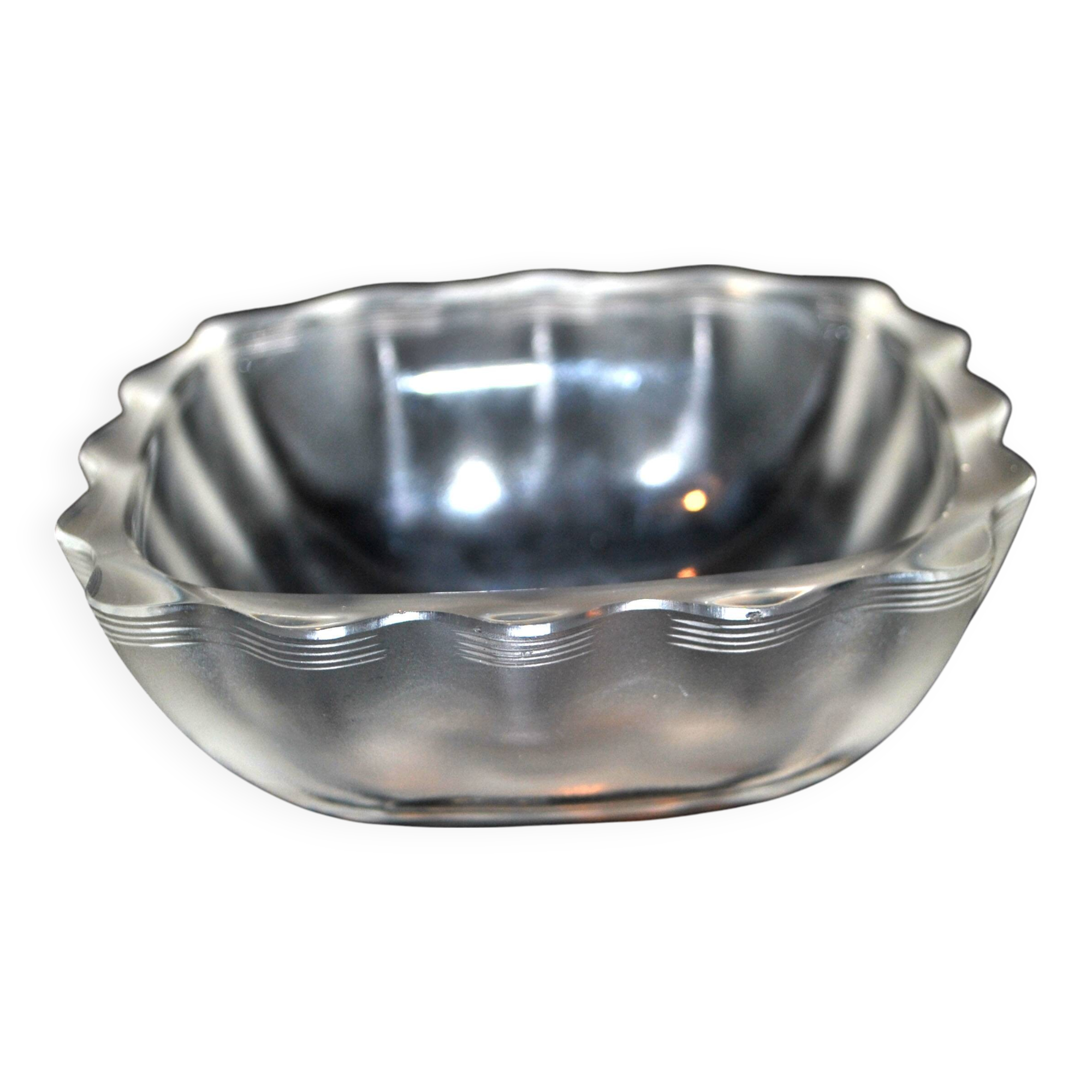 LALIQUE bowl emptier in frosted molded glass Art Deco wave