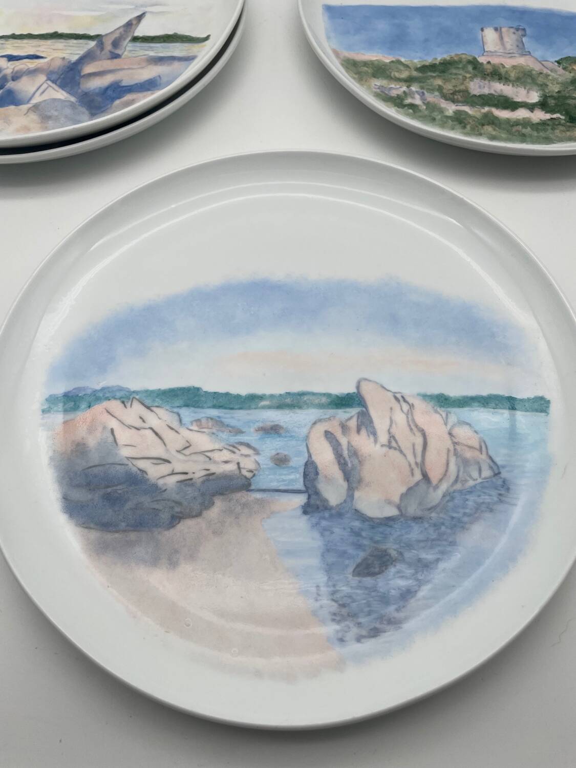 Hand painted porcelain plate with landscape decoration
