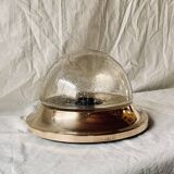 Vintage ceiling light in brass and bubbled glass