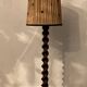 Vintage lamp in turned wood and silk