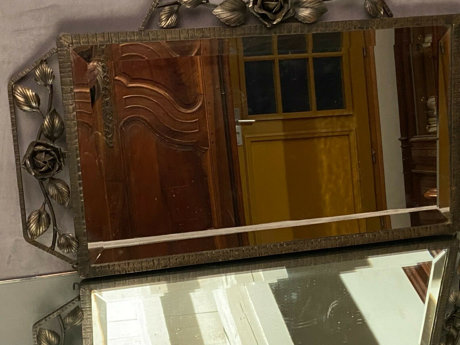 Wrought iron mirror Art Deco era