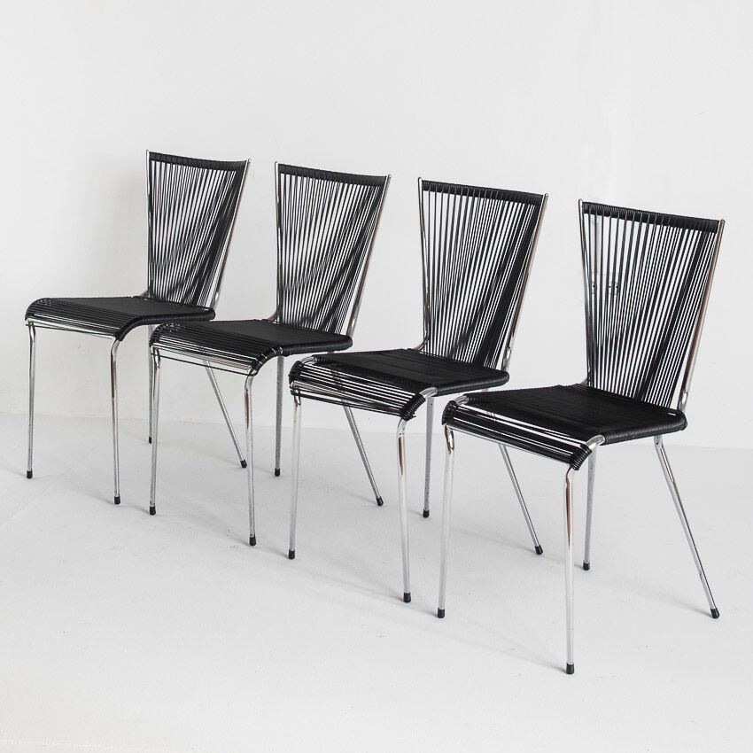 Set of 4 chairs "scoubidou", France, 1960s